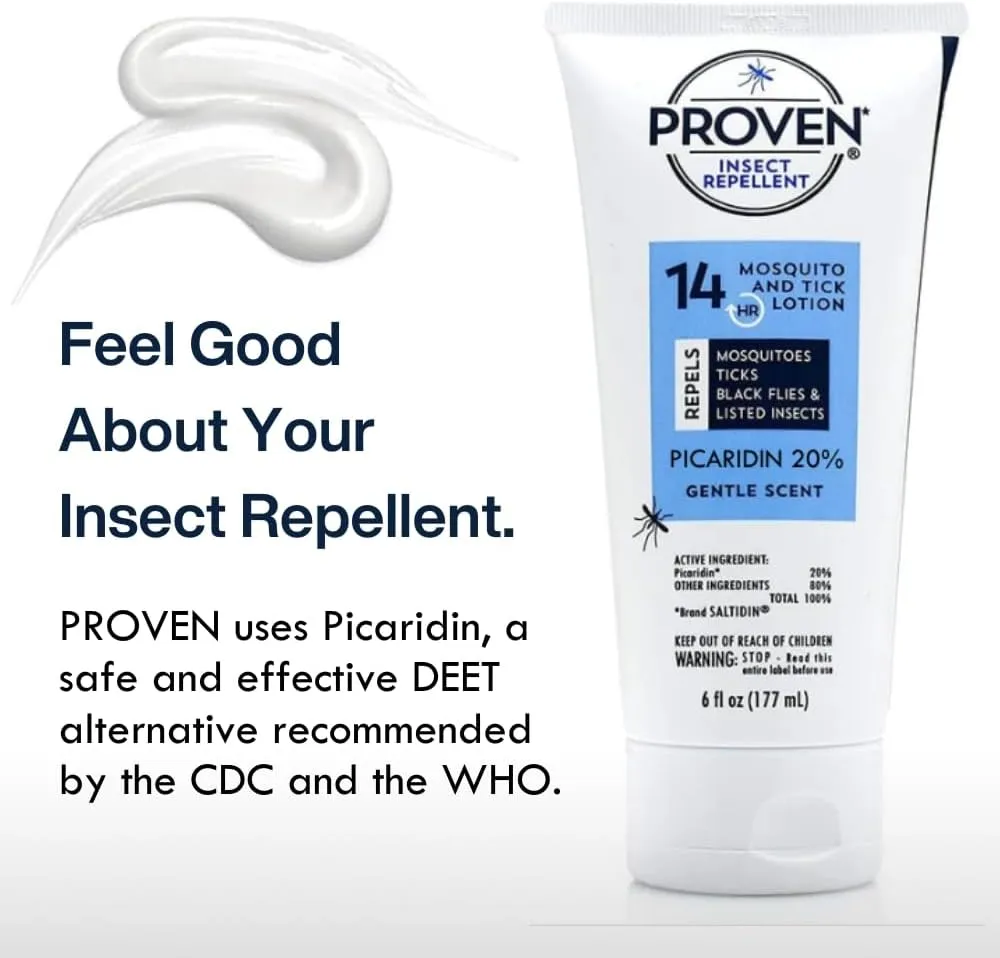 Proven Insect Repellent Lotion, Keep Mosquitoes, Ticks and Flies Off, DEET Alternative Repellent, Up to 14-Hour Protection, Great for Camping or Hiking, 6 Ounce, Gentle Scent Lotion