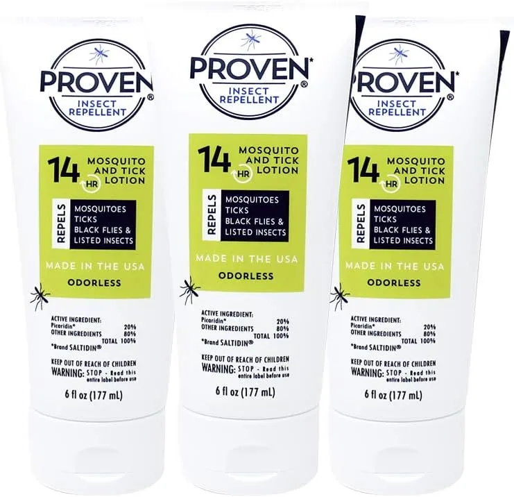 Proven Insect Repellent Lotion – Protects Against Mosquitoes, Ticks and Flies - 6 oz, Odorless 3-Pack3