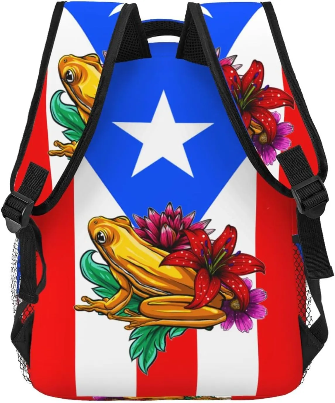 Puerto Rico Flag Backpack Adjustable Shoulder Strap Bookbag, Casual Daypack Lightweight Backpack for Adults