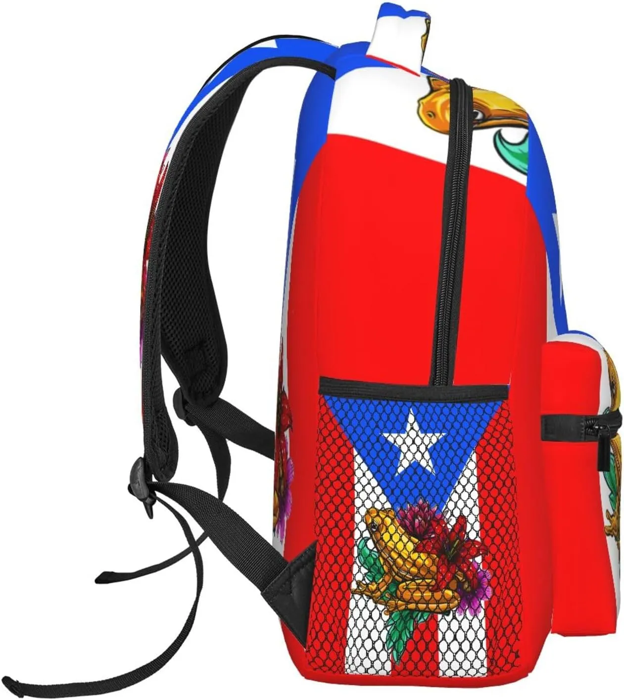 Puerto Rico Flag Backpack Adjustable Shoulder Strap Bookbag, Casual Daypack Lightweight Backpack for Adults