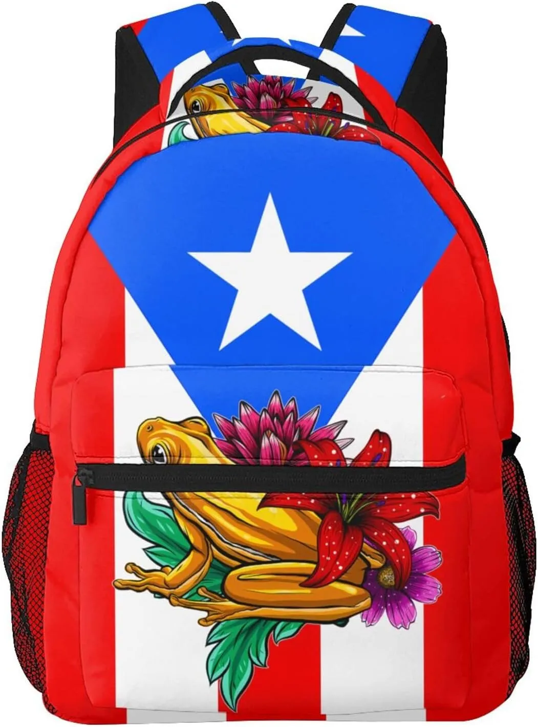 Puerto Rico Flag Backpack Adjustable Shoulder Strap Bookbag, Casual Daypack Lightweight Backpack for Adults