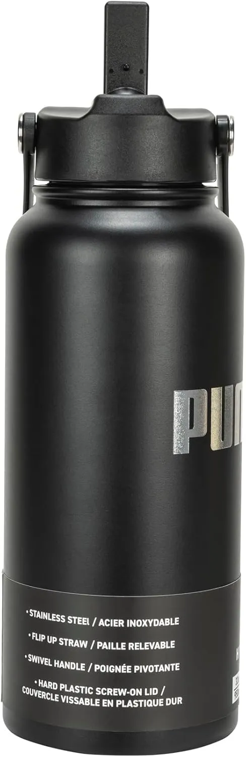 PUMA Evercat 32 oz Stainless Steel Water Bottle, Black, One Size