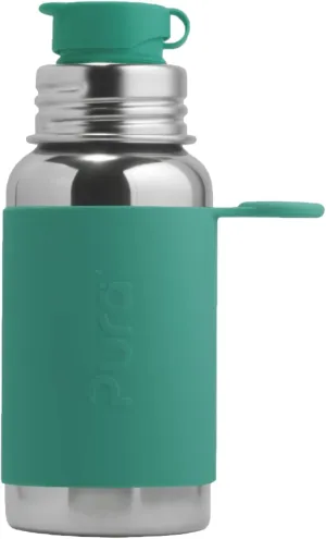 Pura Sport 18oz/ 550ml Standard Bottle with Sleeve & Silicone Big Mouth Sport Top - Non-Insulated, Stainless Steel, Warm & Cold, Leak-Proof & Spill-Proof for Kids, Toddlers, Preschoolers - Mint