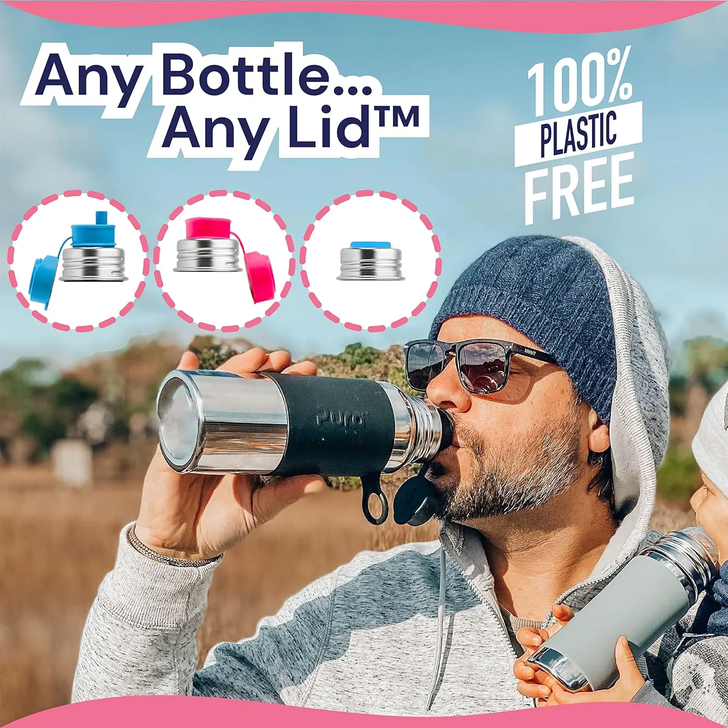 Pura Sport 18oz/ 550ml Standard Bottle with Sleeve & Silicone Big Mouth Sport Top - Non-Insulated, Stainless Steel, Warm & Cold, Leak-Proof & Spill-Proof for Kids, Toddlers, Preschoolers - Mint