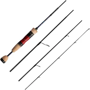 PURELURE Creek Dance Travel Ultralight Fishing Rods Spinning 2/3/4 Piece Portable BFS Casting Rod Solid Tip TORAY Carbon Fiber, Full Fuji A Guide Rings,Red Willow Wood Reel Seat AAA Cork Handle