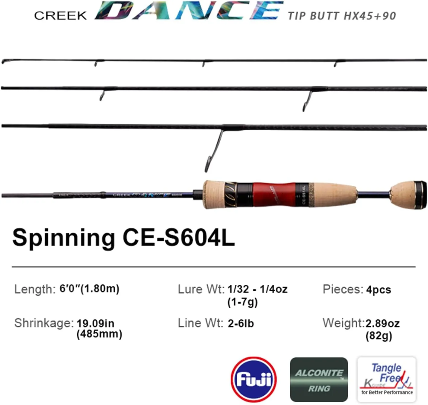 PURELURE Creek Dance Travel Ultralight Fishing Rods Spinning 2/3/4 Piece Portable BFS Casting Rod Solid Tip TORAY Carbon Fiber, Full Fuji A Guide Rings,Red Willow Wood Reel Seat AAA Cork Handle