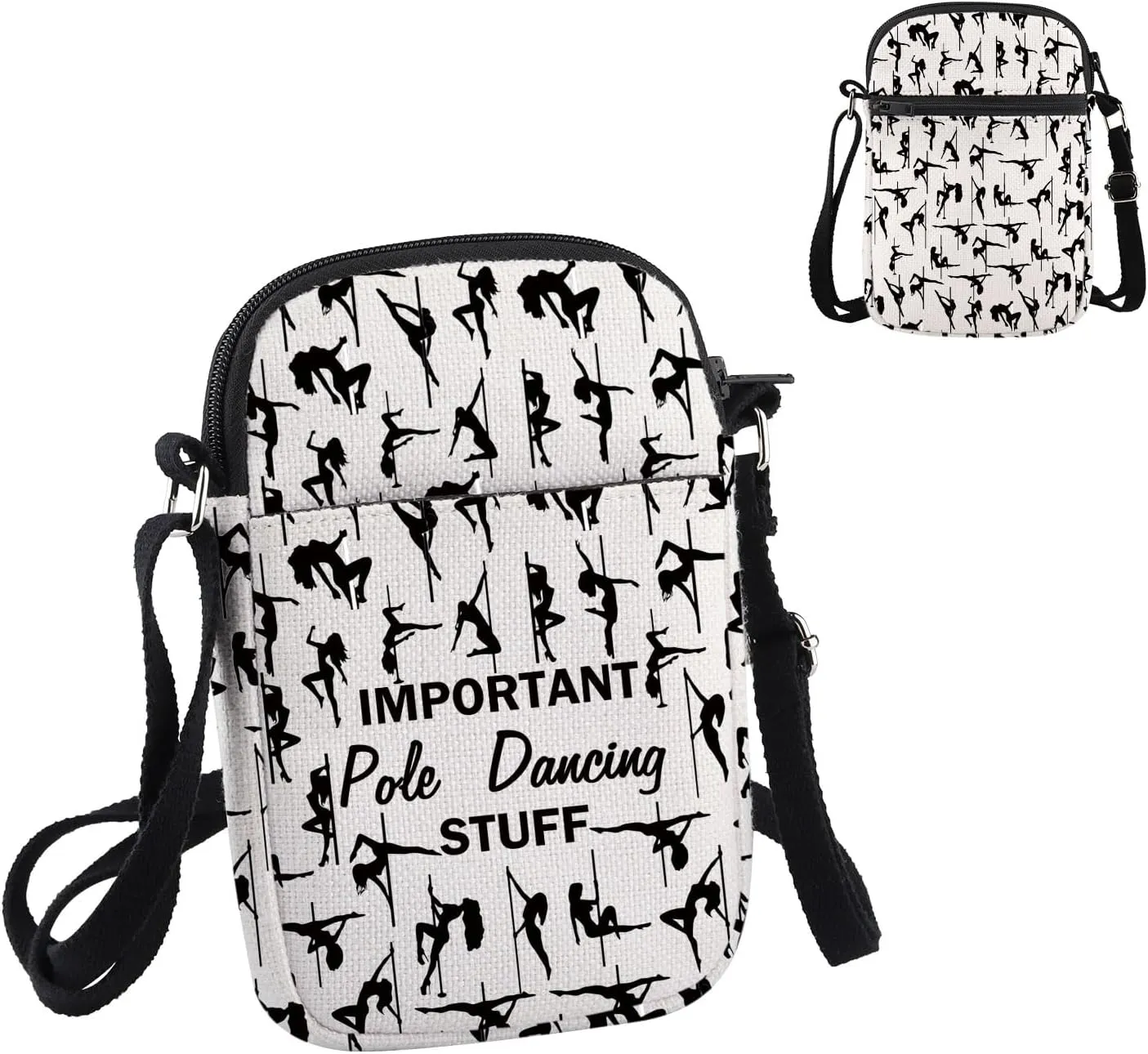 PWHAOO Pole Dancer Gift Important Pole Dancing Stuff Crossbody Bag Pole Dancing Lover Bag Pole Dance Coach Teacher Gift