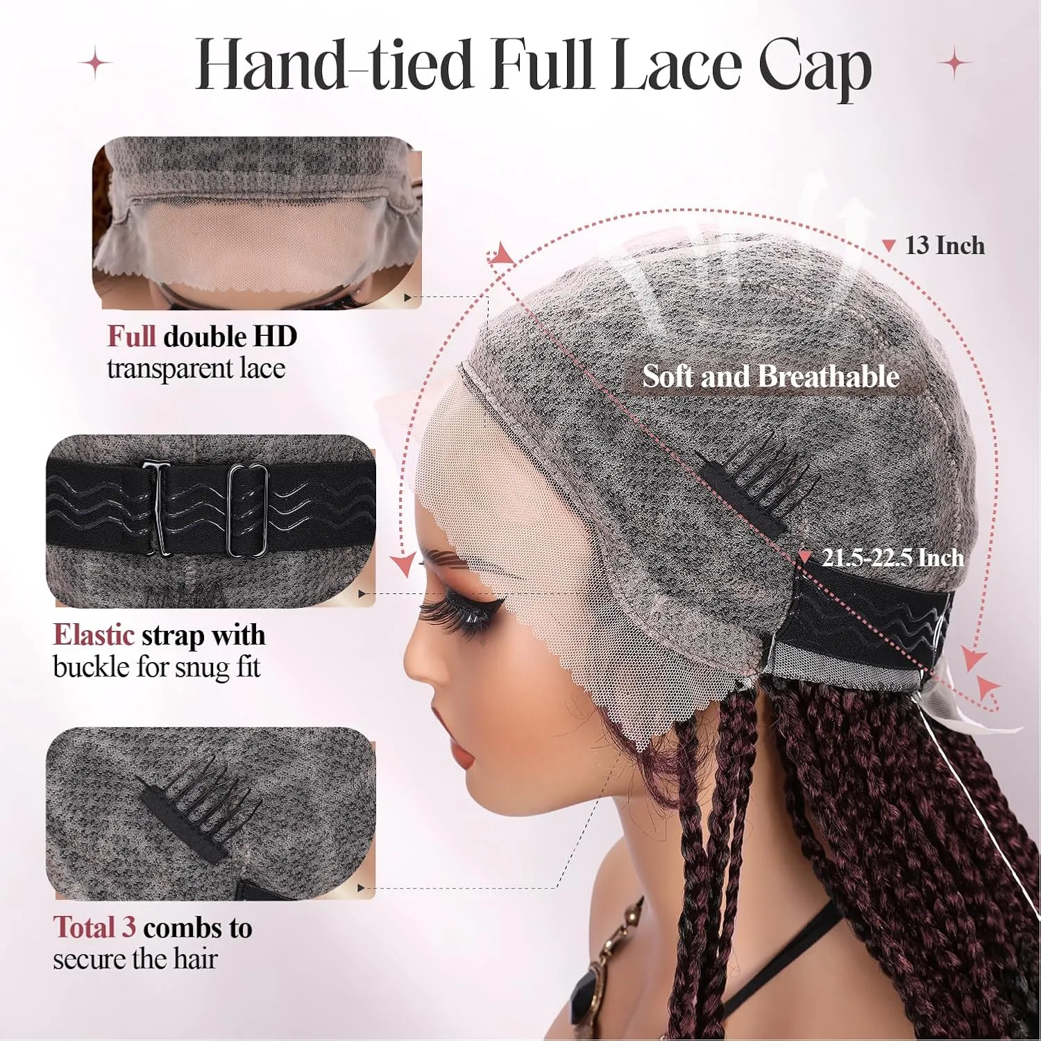 Quick Wig Full Lace Braided Wig with Baby Hair French Curly Braiding Hair for Black Women Loose Wavy Braids Wig French Curls Synthetic Hair Double Lace Frontal Braid Wig (1B/BUG#)