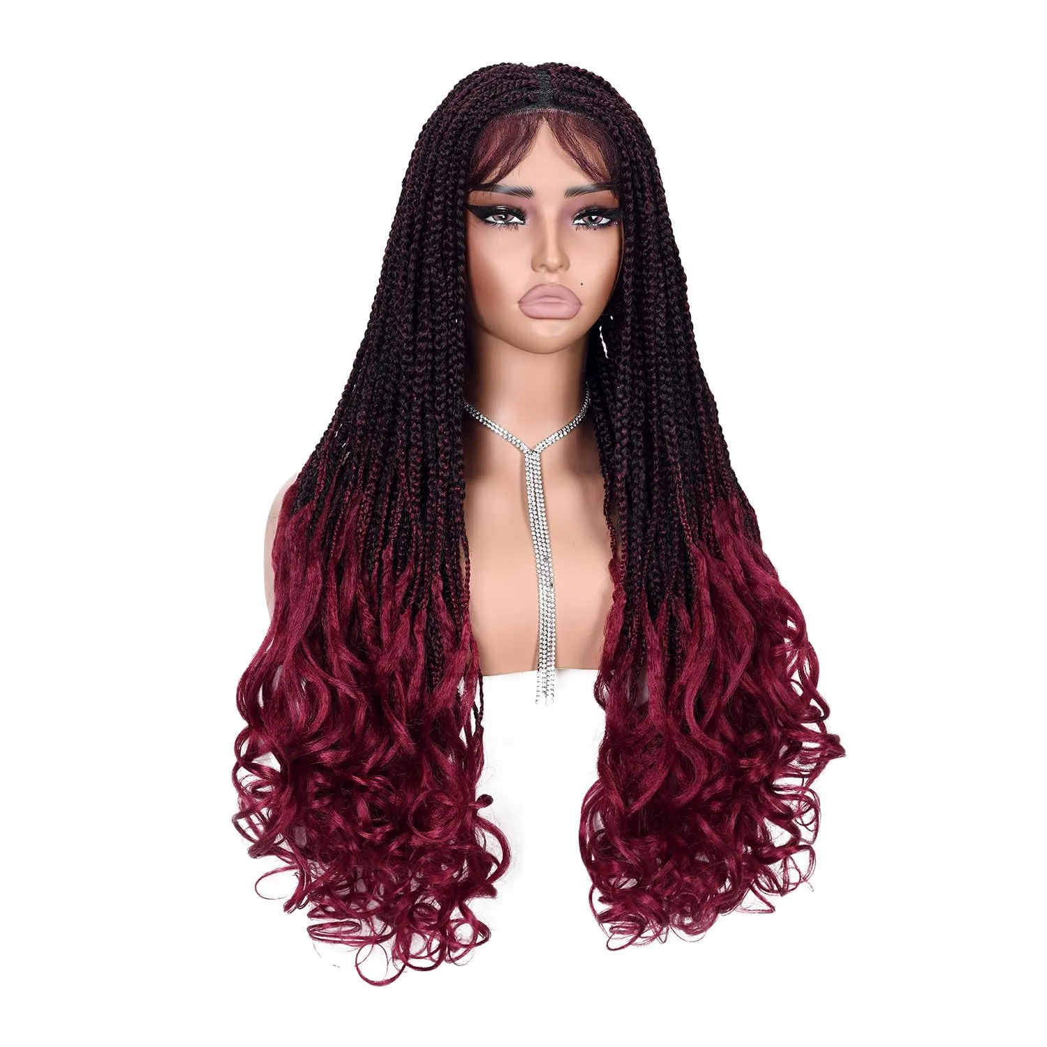 Quick Wig Full Lace Braided Wig with Baby Hair French Curly Braiding Hair for Black Women Loose Wavy Braids Wig French Curls Synthetic Hair Double Lace Frontal Braid Wig (1B/BUG#)