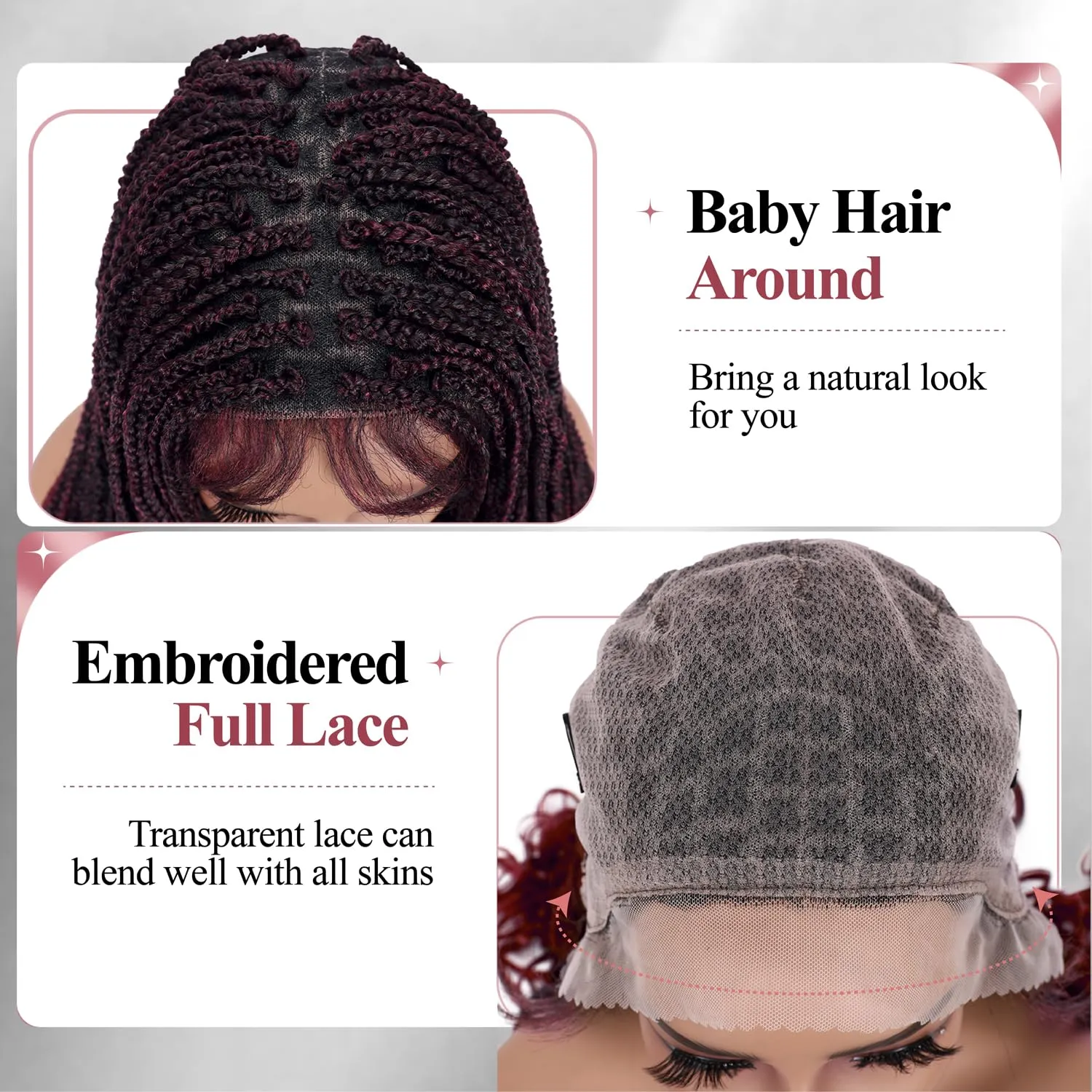 Quick Wig Full Lace Braided Wig with Baby Hair French Curly Braiding Hair for Black Women Loose Wavy Braids Wig French Curls Synthetic Hair Double Lace Frontal Braid Wig (1B/BUG#)