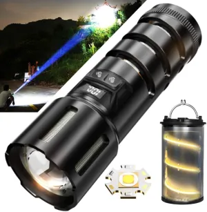 Rechargeable Flashlights, High Lumens Super Bright LED Flashlight with Unique Detachable Camping Battery Pack, Zoomable, for Outdoors, Outages
