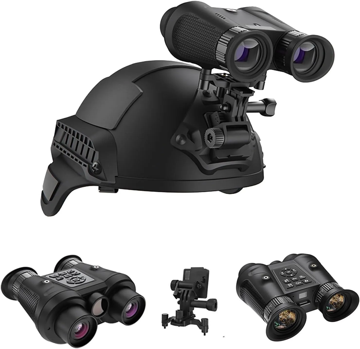 Rechargeable Head Mounted Night Vision Binoculars, 6X Digital Zoom Built-in 3600MAH Lithium Battery, for Outdoor Adventure