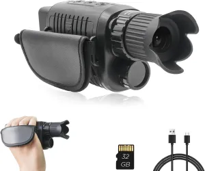 Rechargeable Night Vision Monocular for 100% Darkness, Full HD1080P Video Long Distance Infrared Night Vision Goggles Binoculars for Hunting, Camping, Travel, Surveillance 32GB Inside