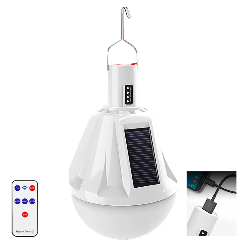Rechargeable Solar LED Garden Lamp Remote Control Bulb Portable Emergency Night Market Light Outdoor Camping Tent Latern