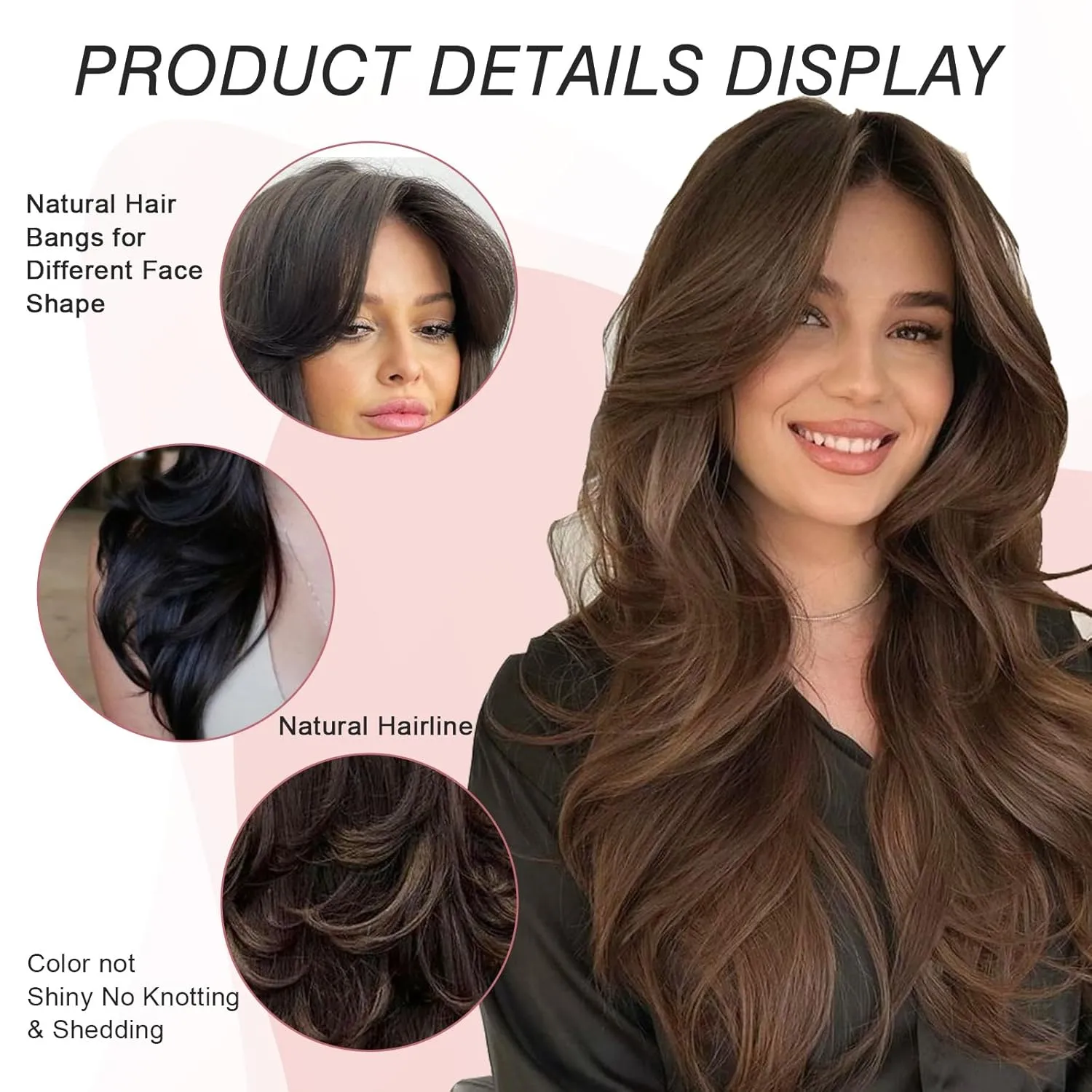 Red Layered Wavy Wig with Curtain Bangs for Black White Women Synthetic Long Burgundy Layered Wig Natural Looking Synthetic Heat Resistant Wigs for Daily Party UseButterfly Haircut Wigs(BUG)
