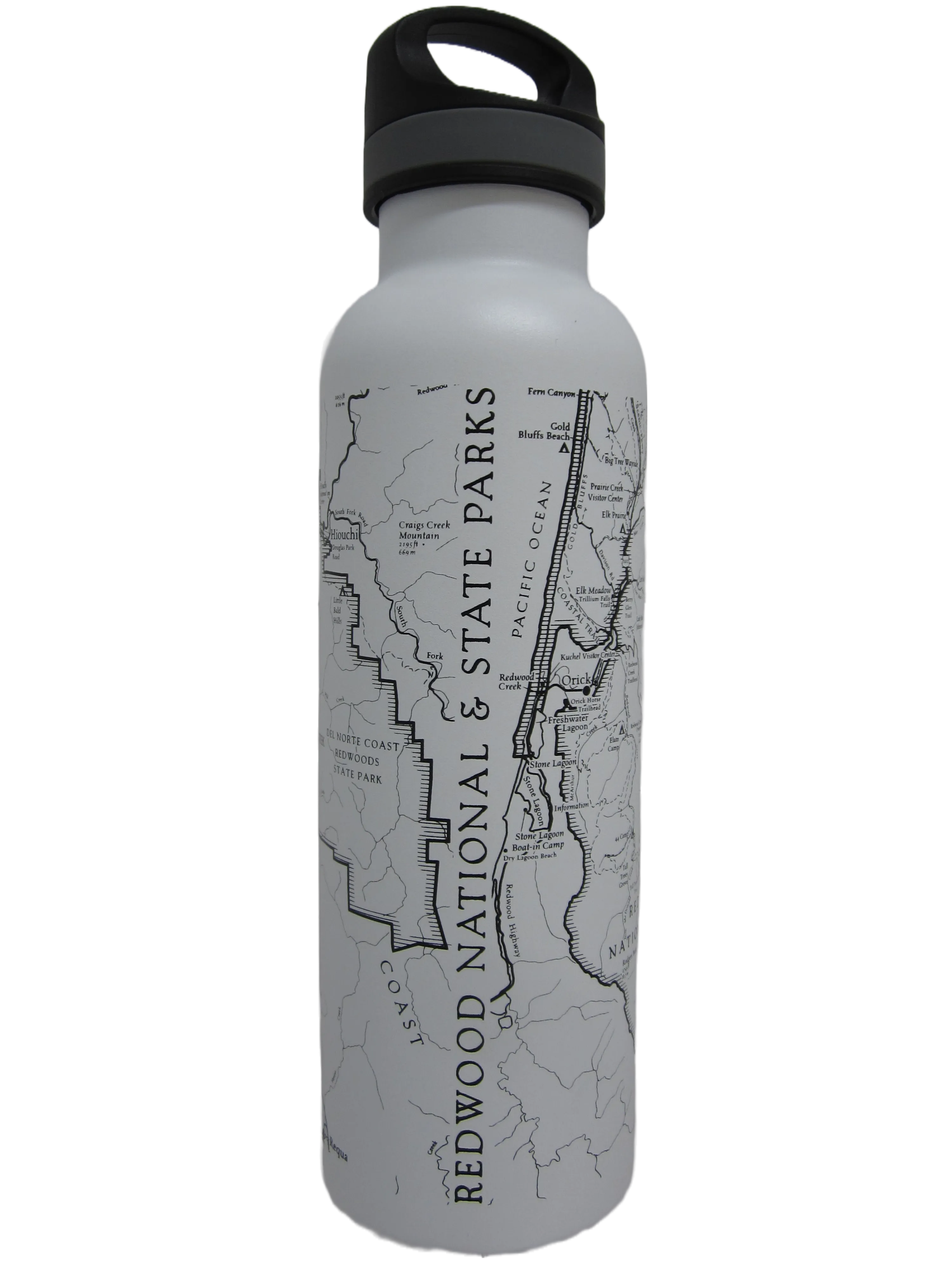 Redwood National & State Parks Map 24oz Water Bottle - White