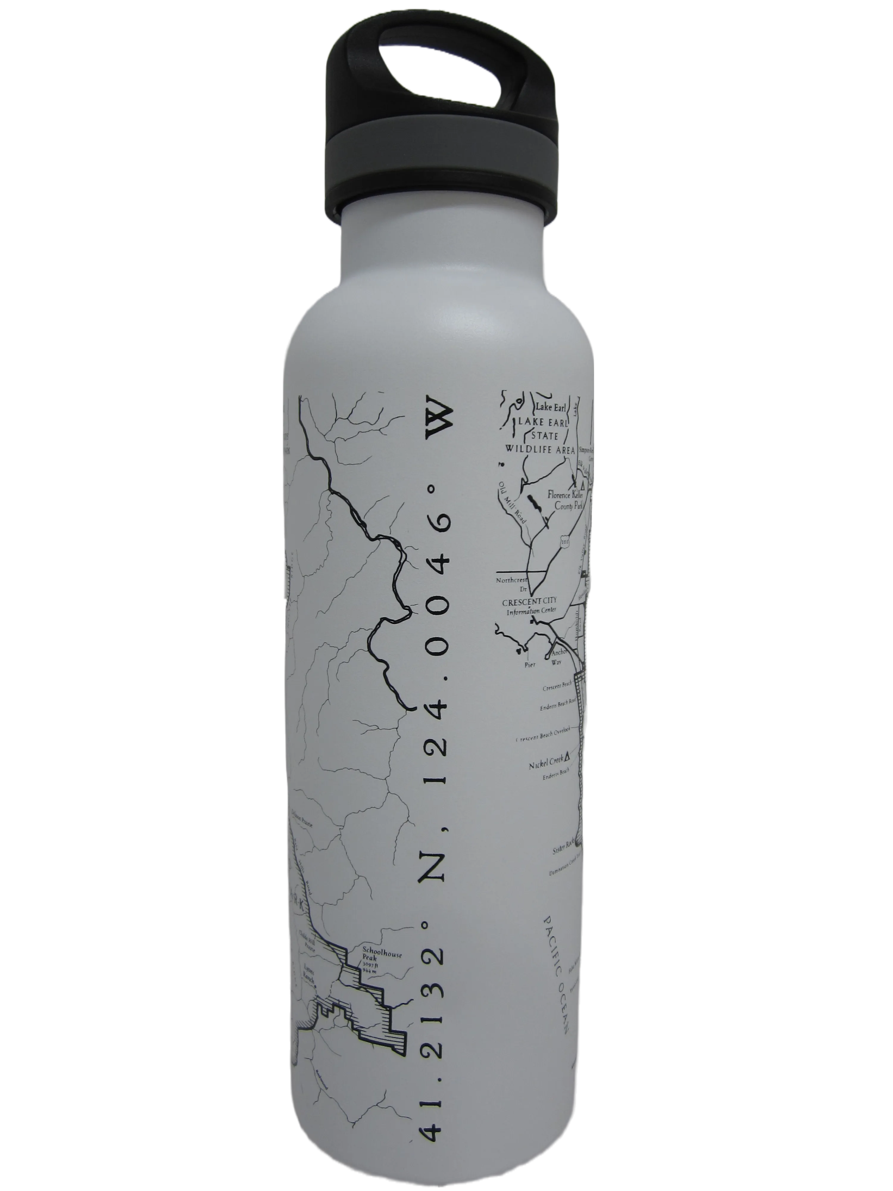 Redwood National & State Parks Map 24oz Water Bottle - White
