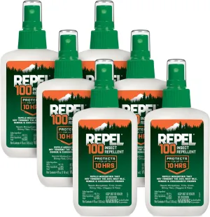 Repel 100 Insect Repellent, Repels Mosquitos, Ticks and Gnats, For Severe Conditions, Protects For Up To 10 Hours, 98% DEET (Pump Spray), 4 Fl Oz (Pack of 6)