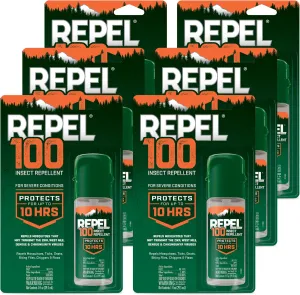 Repel 100 Insect Repellent, With DEET, 10-Hour Protection, 1-Ounce, (Pack of 6)