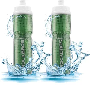 ROCKBROS 24OZ Insulated Bike Water Bottles Keep Water Cool, Leak-Proof Cycling Water Bottle with Handle, Bicycle Water Bottle Easy to Squeeze