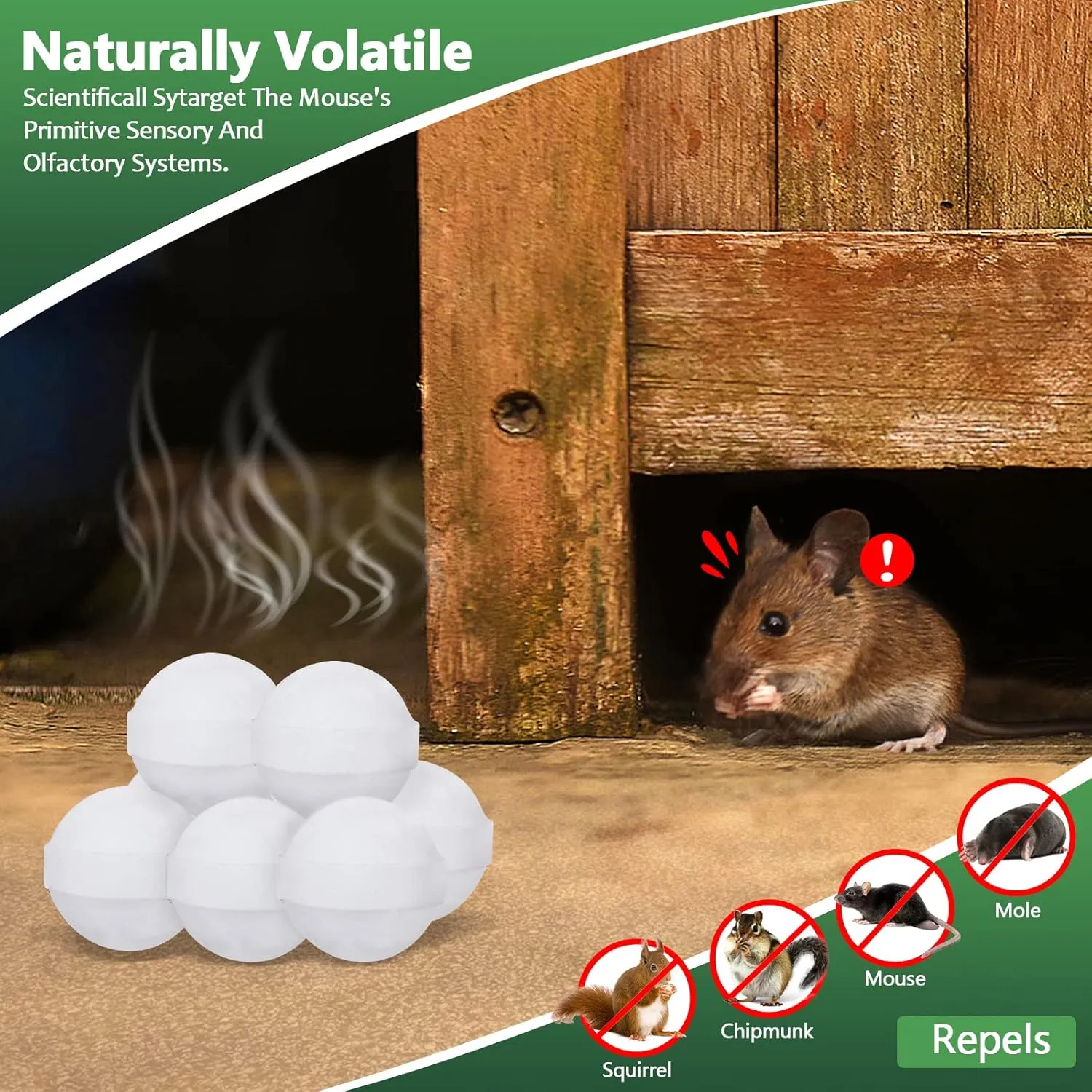 Rodent and Mice Indoor Repellent, Peppermint Oil Balls for Rodents, 10 Packs Squirrel Repellent for Rat, Mouse Deterrents for Indoor