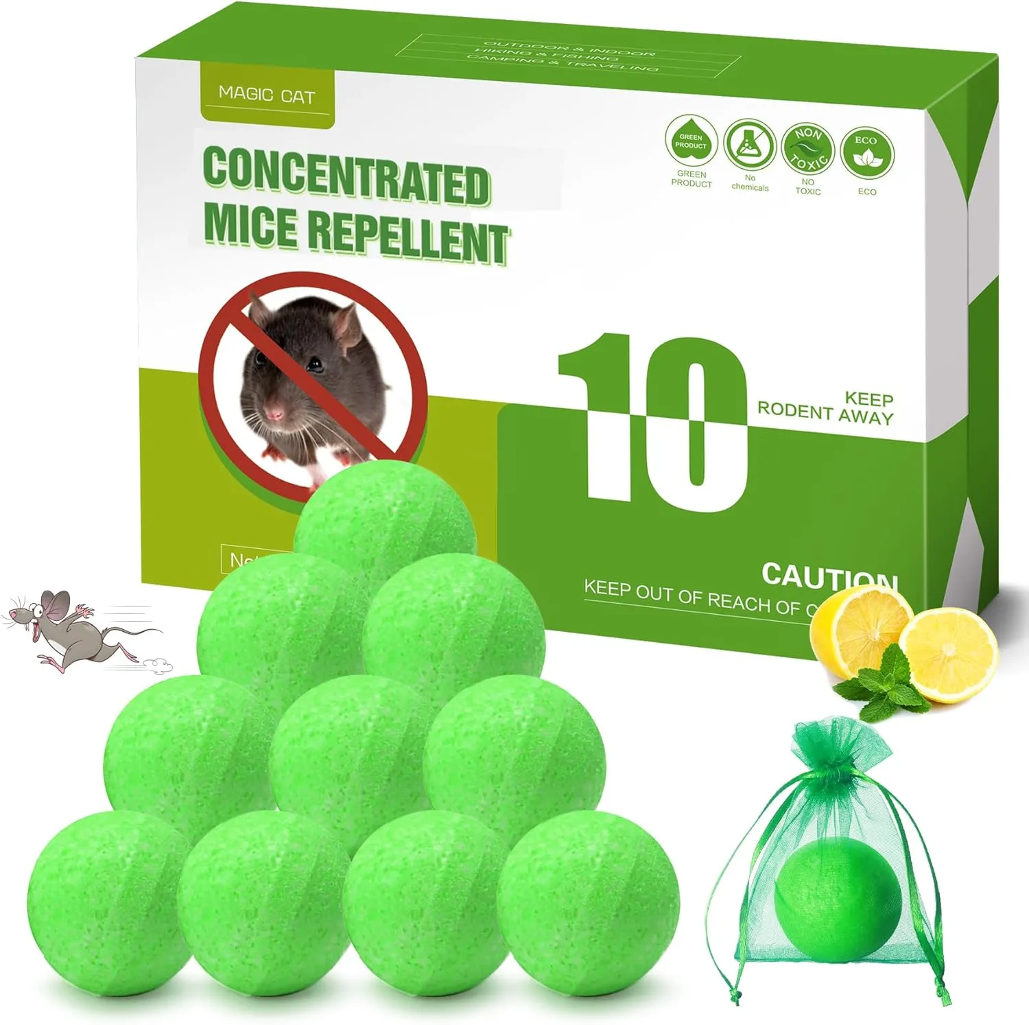Rodent Repellent Peppermint Oil to Repel Mice & Rats, 10 Pack Natural Rat Deterrent for Indoor Home Pet Family Safe, Mouse Stopper for Car Engine RV Truck Garage Closet Boat Rodent Control