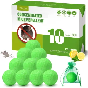 Rodent Repellent Peppermint Oil to Repel Mice & Rats, 10 Pack Natural Rat Deterrent for Indoor Home Pet Family Safe, Mouse Stopper for Car Engine RV Truck Garage Closet Boat Rodent Control