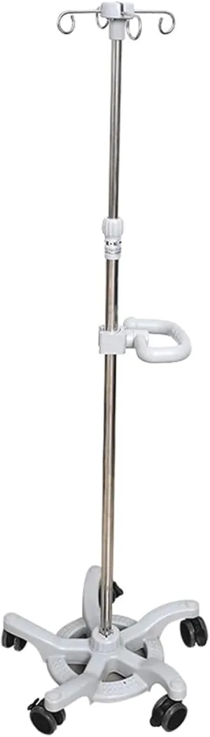 Rolling IV Stand Stainless Steel IV Poles Adjustable IV Bag Holder with 5 Wheels,4 Hooks IV Pole with Armrests IV Bag Stand