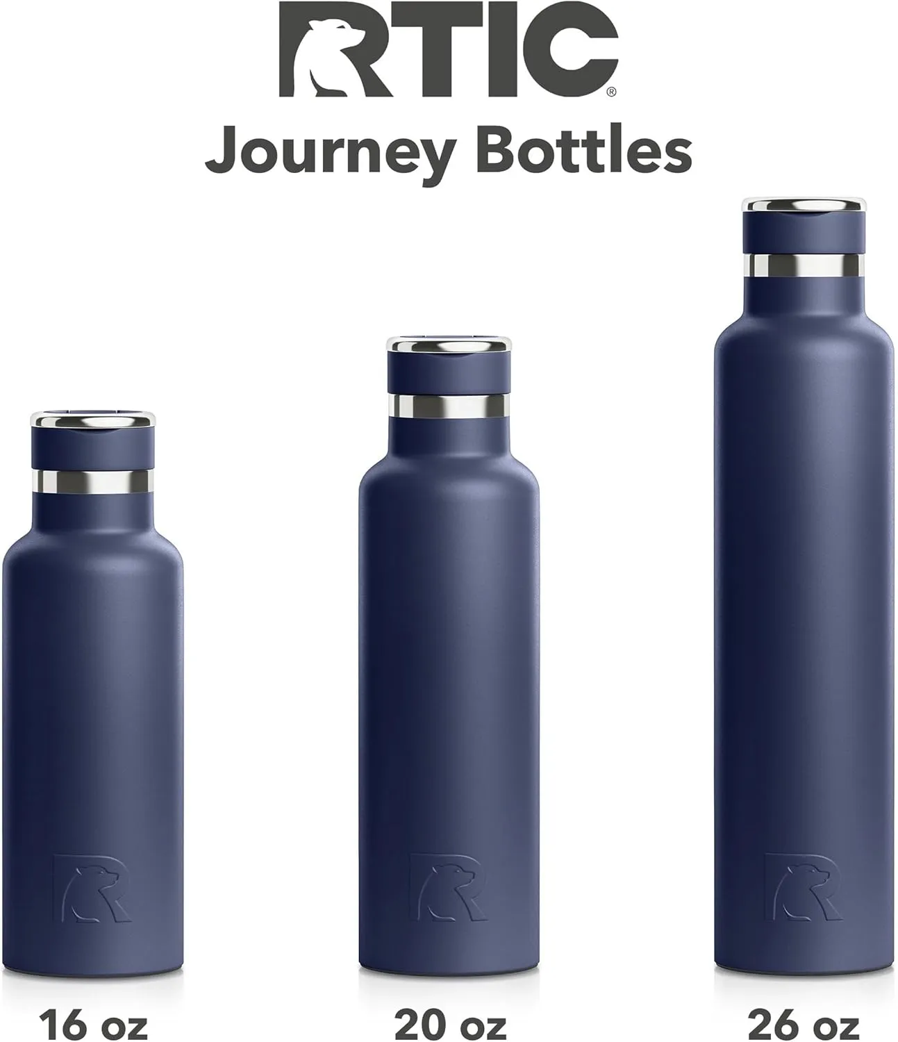 RTIC 20oz Journey Bottle Metal Stainless Steel Vacuum Insulated, BPA Free, Reusable, for Water, Hot and Cold Drinks, Travel, Sports, Camping, Navy