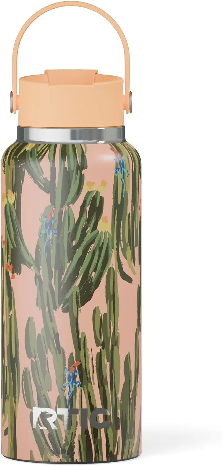 RTIC 32 oz Ceramic Lined Insulated Outback Bottle, Leak Resistant, Desert Cactus