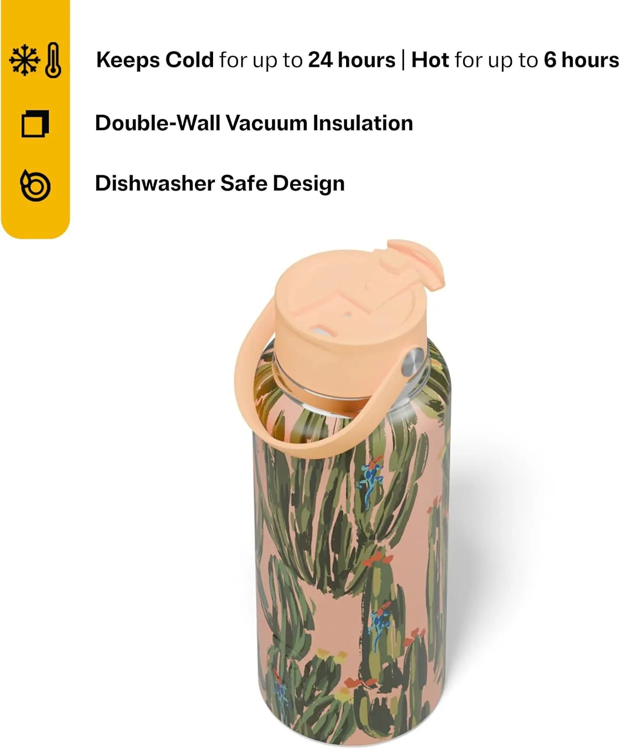 RTIC 32 oz Ceramic Lined Insulated Outback Bottle, Leak Resistant, Desert Cactus