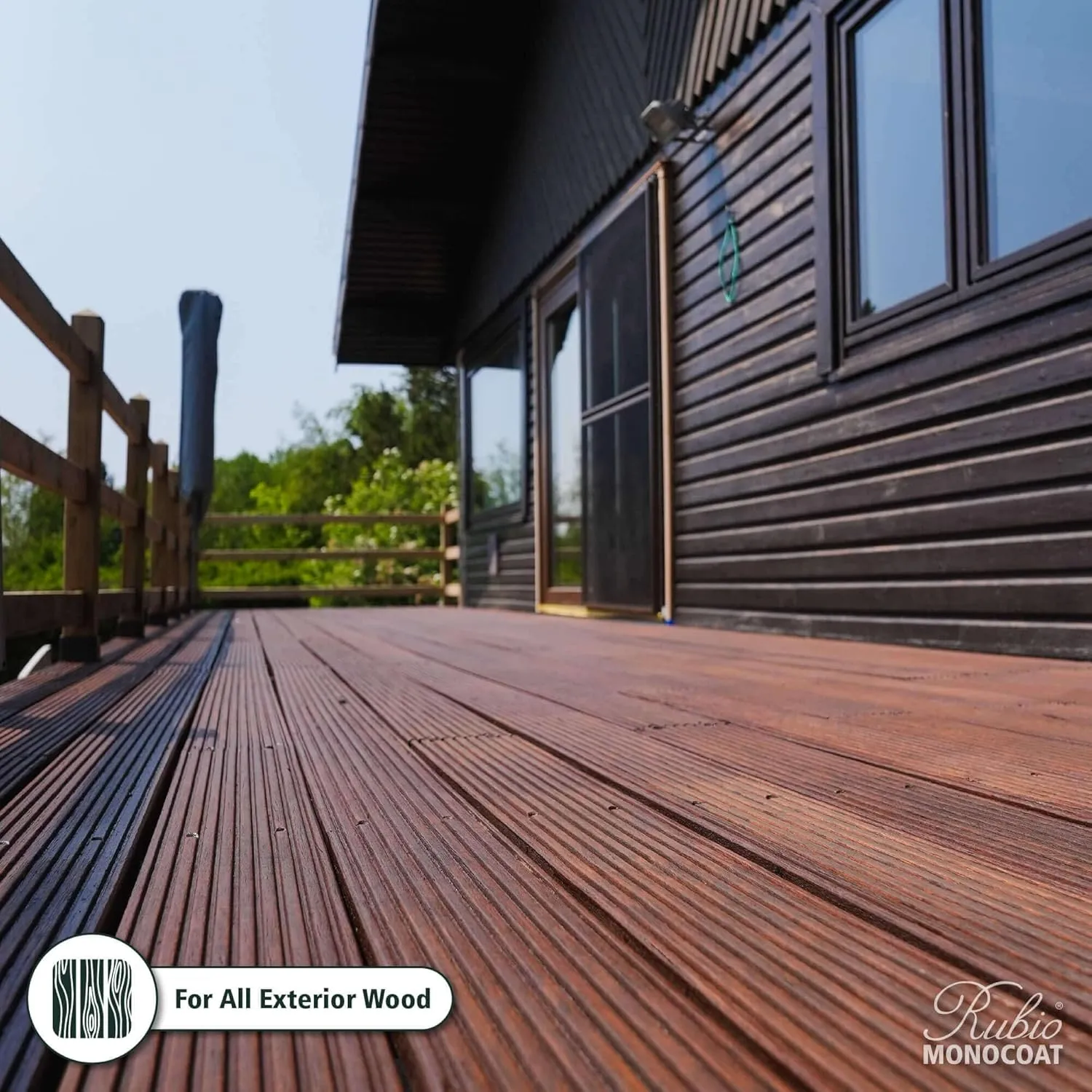 Rubio Monocoat DuroGrit Outdoor Wood Oil, Stain & Sealer, 150 ft² - Grassland Beige | 1 Layer, UV Protection for Deck, Fence & Furniture | 1 L