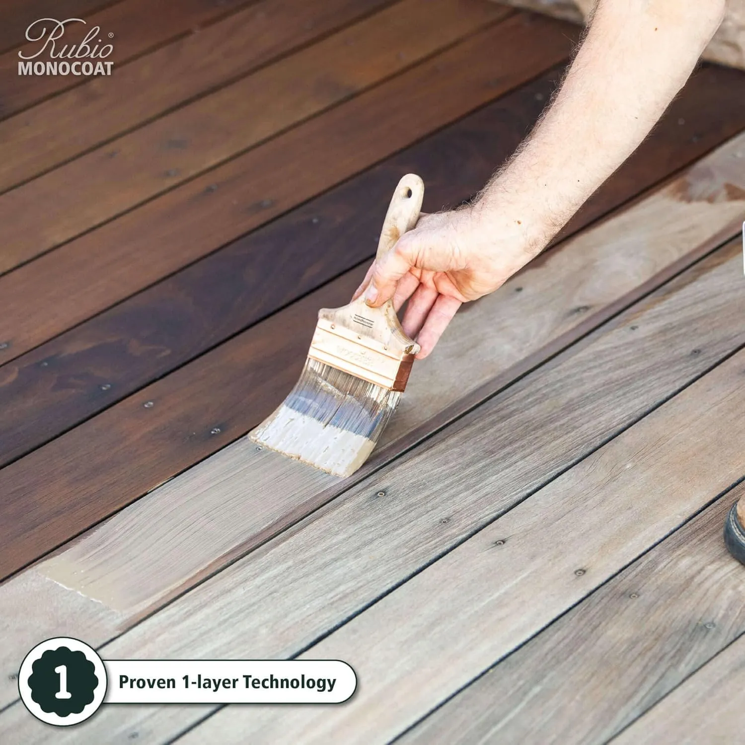 Rubio Monocoat DuroGrit Outdoor Wood Oil, Stain & Sealer, 150 ft² - Grassland Beige | 1 Layer, UV Protection for Deck, Fence & Furniture | 1 L