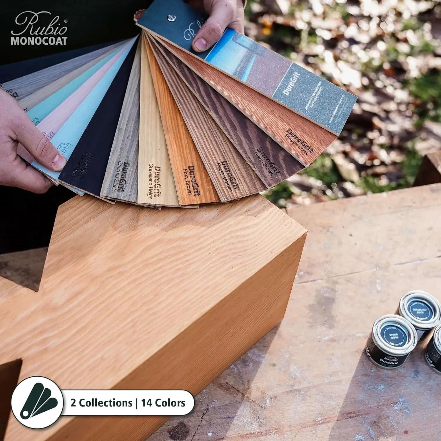 Rubio Monocoat DuroGrit Outdoor Wood Oil, Stain & Sealer, 150 ft² - Grassland Beige | 1 Layer, UV Protection for Deck, Fence & Furniture | 1 L