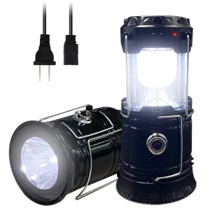 Rynx | 2-Pack Foldable Camping Lantern Xtauto Solar Ac Rechargeable Portable Lightweight Waterproof Led Flashlight Survival Kit For Indoor Outdoor Home Emergency Light Power Outage Hiking Hurricane