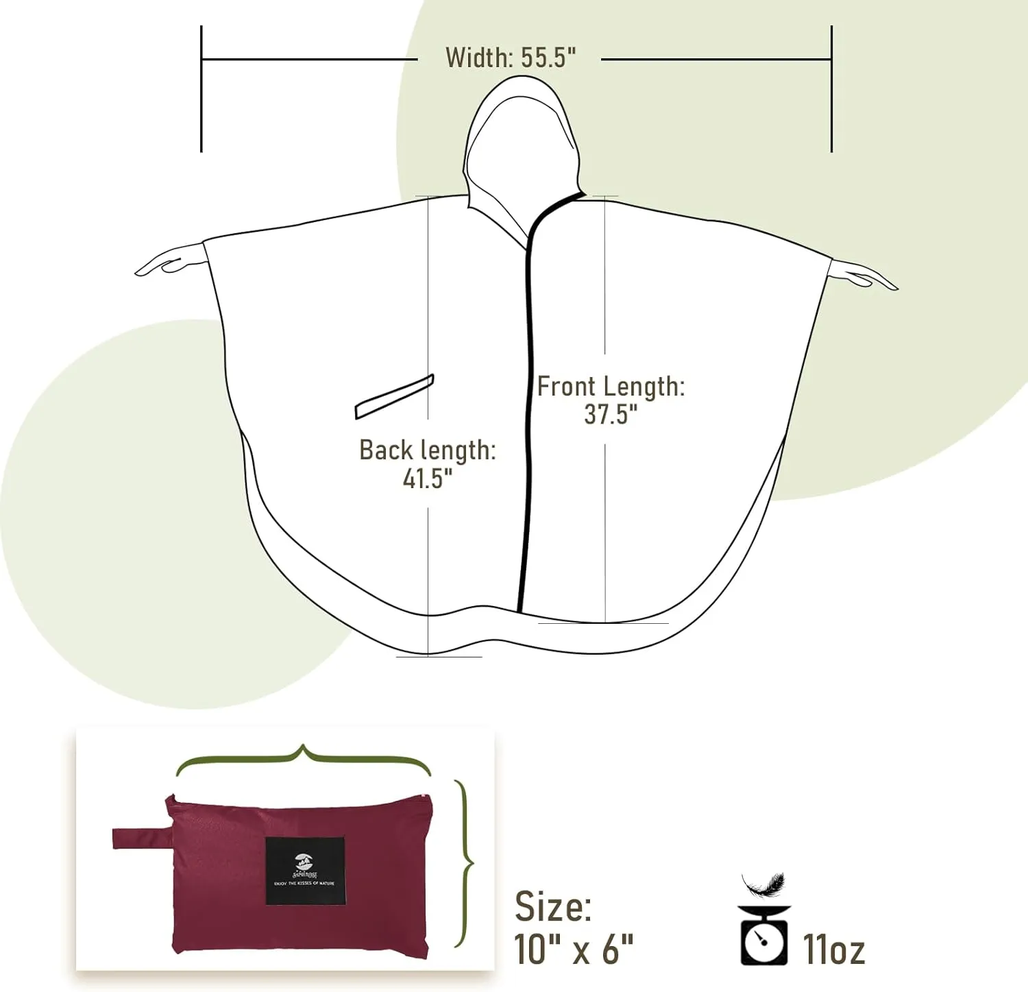 SaphiRose Unisex Rain Poncho Raincoat Hooded for Adults Women with Pockets