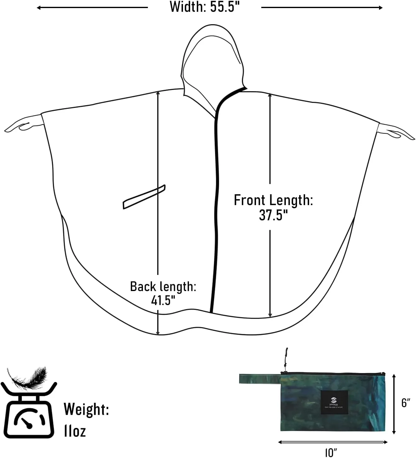 SaphiRose Unisex Rain Poncho Raincoat Hooded for Adults Women with Pockets