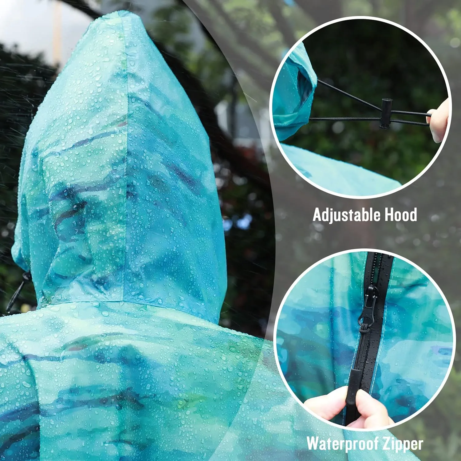 SaphiRose Unisex Rain Poncho Raincoat Hooded for Adults Women with Pockets