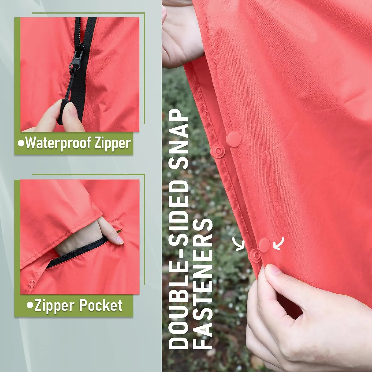 SaphiRose Unisex Rain Poncho Raincoat Hooded for Adults Women with Pockets
