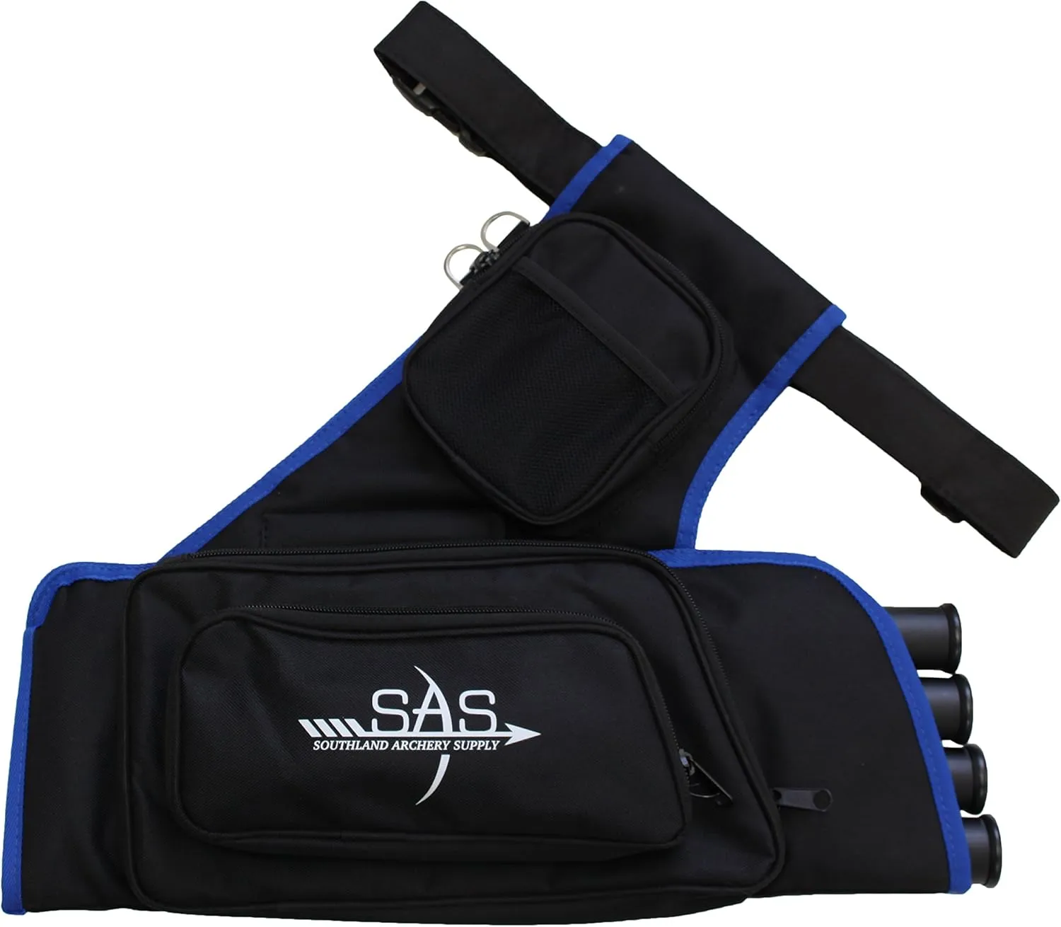 SAS 4 Tube Archery Arrow Target Quiver with Two Zipped Pockets, One Binocular Pocket and Adjustable Waist Strap
