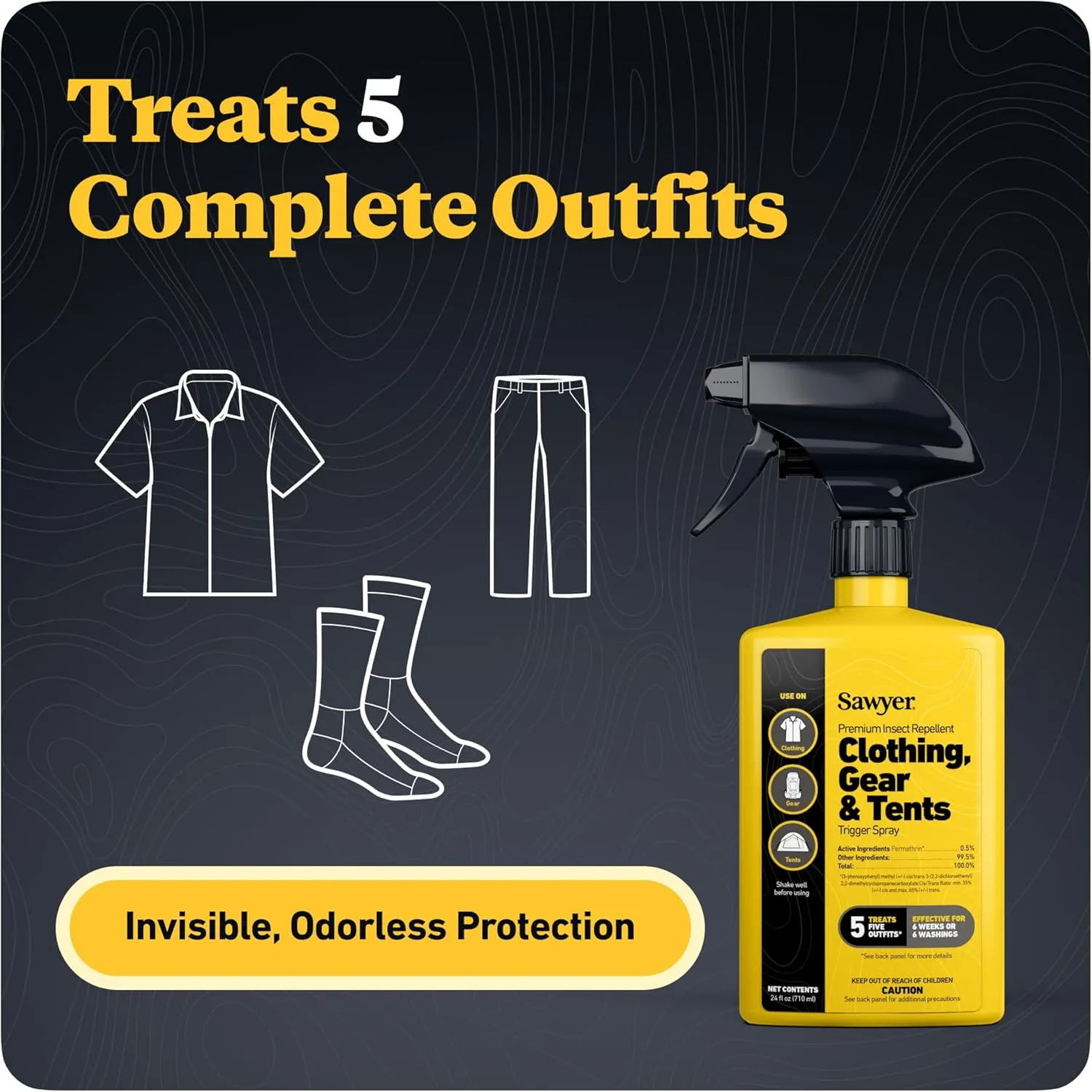 Sawyer Products SP657 Premium Permethrin Insect Repellent for Clothing, Gear & Tents, Trigger Spray, 24-Ounce