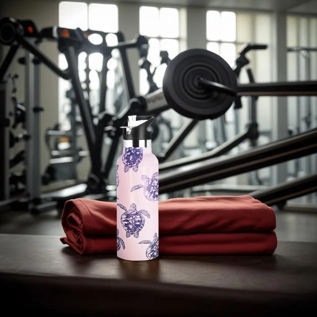 Sea Turtle Water Bottle with Straw Lid Insulated Stainless Steel Travel Mugs for Sport Gym Outdoor 20oz