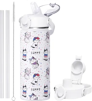 SENDESTAR Metal Insulated Water Bottle - 12oz/18oz BPA-FREE 18/8 Stainless Steel Travel Tumbler Double Wall Vacuum Leak Proof Kids Cup with Straw for Kids, School Boys Girls