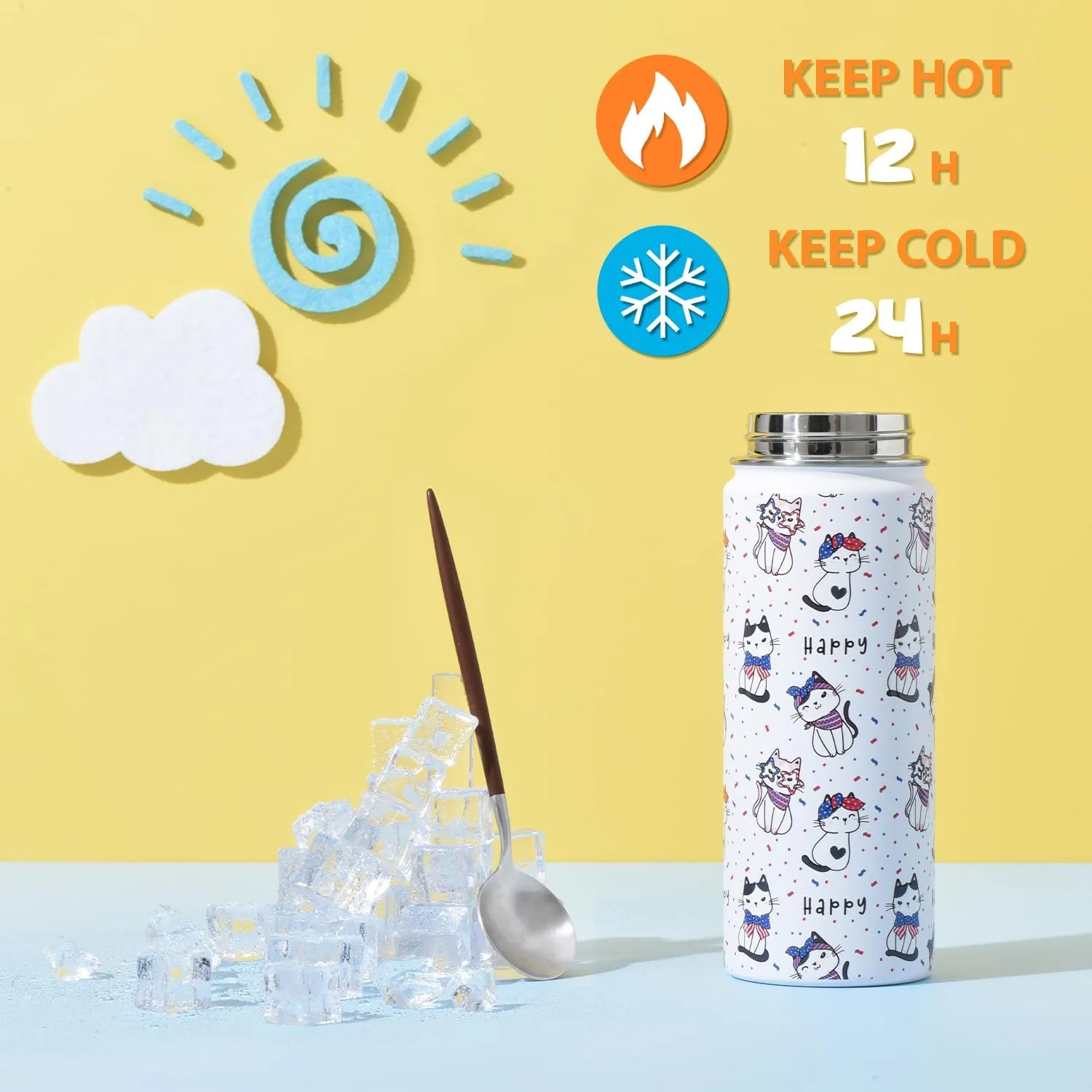 SENDESTAR Metal Insulated Water Bottle - 12oz/18oz BPA-FREE 18/8 Stainless Steel Travel Tumbler Double Wall Vacuum Leak Proof Kids Cup with Straw for Kids, School Boys Girls