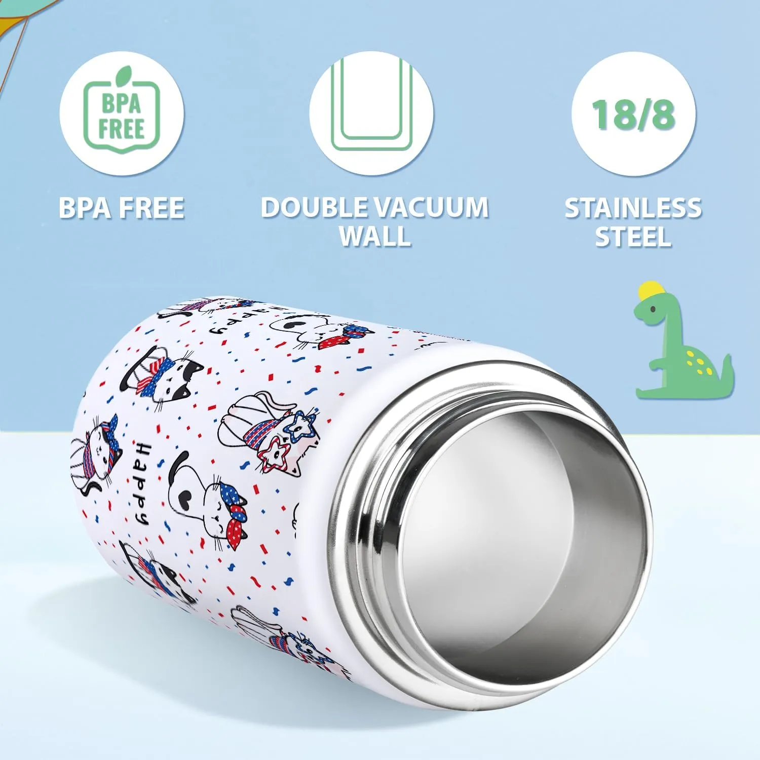 SENDESTAR Metal Insulated Water Bottle - 12oz/18oz BPA-FREE 18/8 Stainless Steel Travel Tumbler Double Wall Vacuum Leak Proof Kids Cup with Straw for Kids, School Boys Girls