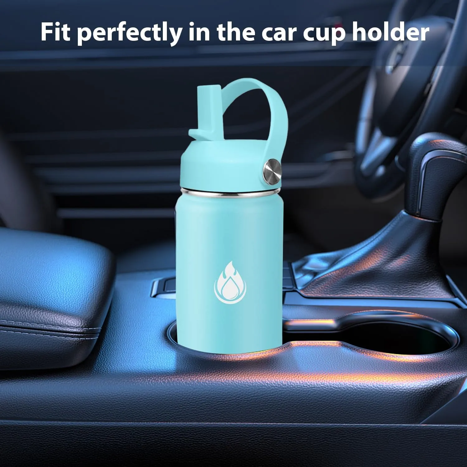 SENDESTAR Water Bottle 32oz Double Wall Vacuum Insulated Leak Proof Stainless Steel Sports Water Bottle—Wide Mouth with New Flex Straw Lid & Spout Lid (Day&Night)