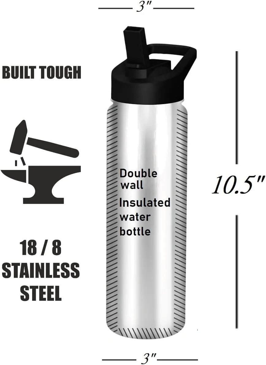 SERENGETI 24 Oz Water Bottle Stainless Steel with Spill Proof Lid - Double walled Vacuum Insulated water flask - Realistic 3D Print of your favorite dog (Bernese Mt. Dog)