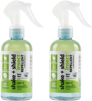 Shake   Shield Insect Repellent Body Mist Mosquitoes and Ticks Natural Essential Oils 8oz 2 Pack Best Bee Brothers