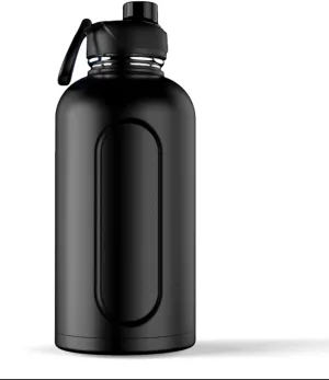 SHAKESPHERE Stainless Steel Sports Water Bottle - 34oz Double-Walled Hydration Jug, Leak-Proof with Handle - Reliable Workout Hydration, Gym Sessions - Outdoor Fitness Adventures (Black)