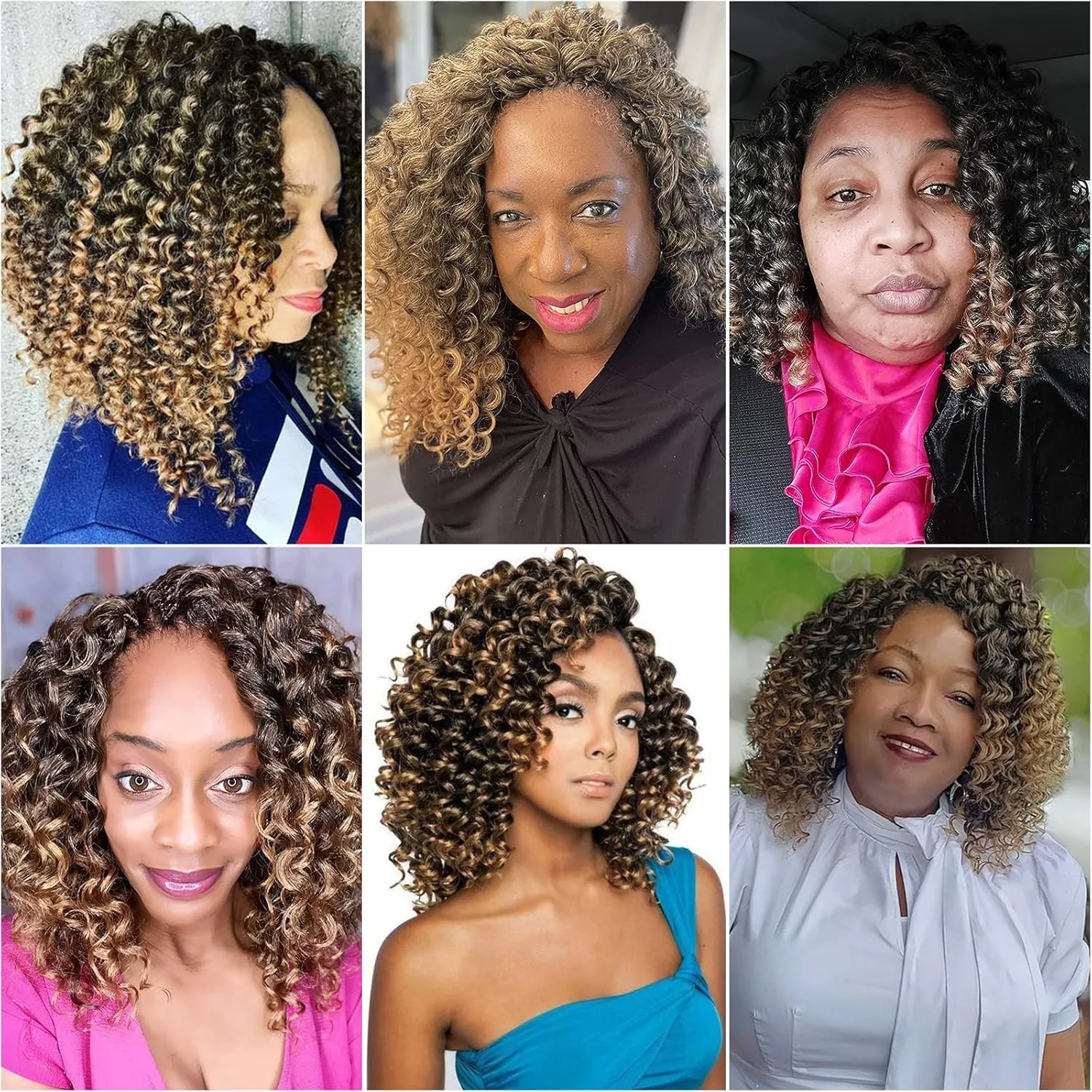 Short GoGo Curl Crochet hair Deep Wave Crochet hair,Ombre Bohemian Crochet hair Natural Blonde Synthetic Ocean Wave Braiding hair Extensions (10inch,5Packs,1B/27)